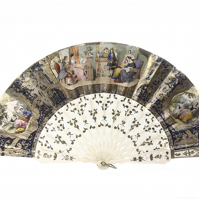 Fan with paper country, early 20th century