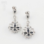Sapphire earrings in 18k white gold and diamonds - 3