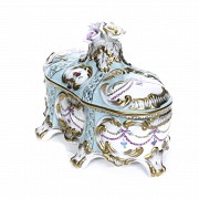 European enameled porcelain jewelry box, 20th century