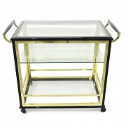 Glass and Metal Serving Table, 1970s - 1