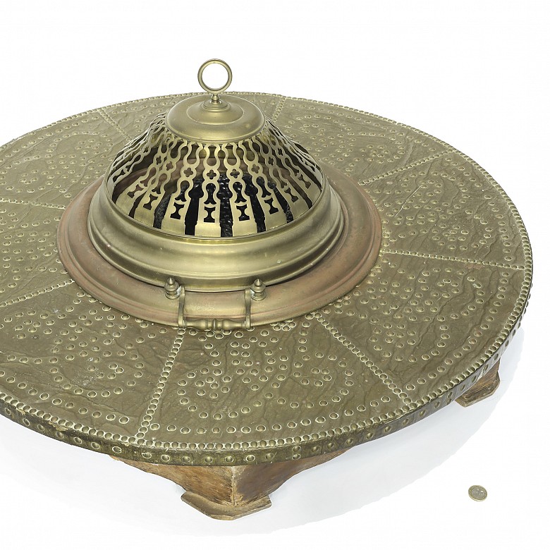 Brass and wood brazier, 19th century