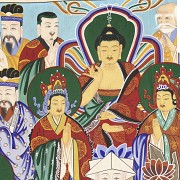 Large painted silk thangka, Korea, 19th-20th century - 6