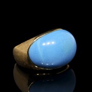 18 k yellow gold and turquoise ring - 2