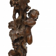 Vicente Andreu. Columna de madera tallada con mármol, S.XX - 5