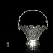 Cut glass and Spanish silver fruit bowl, mid 20th century