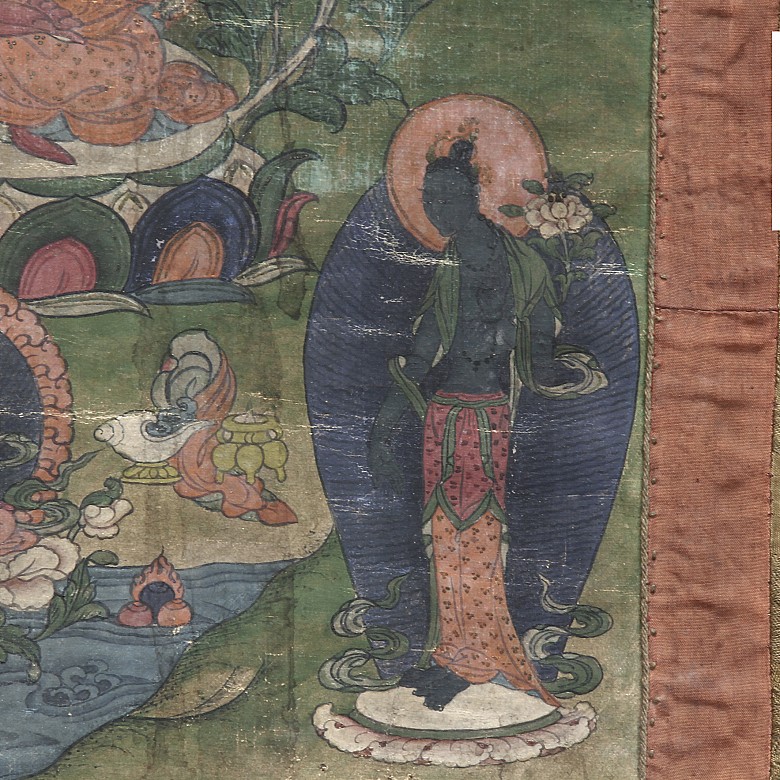 Thangka tibetano en seda, s.XIX - 2