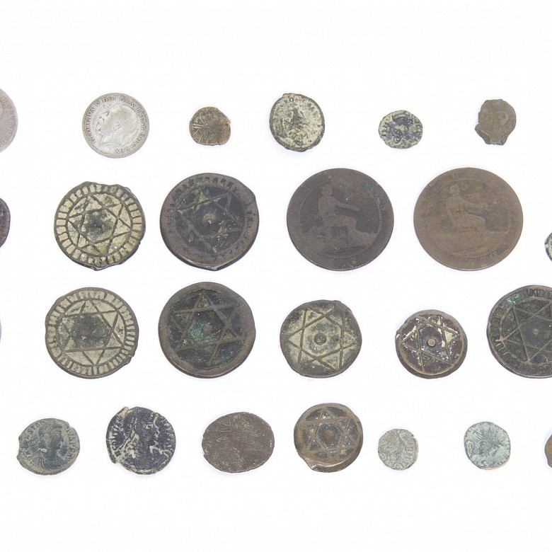 Lote de 27 monedas antiguas, Israel.