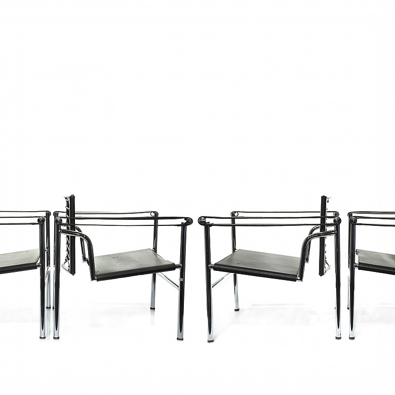 Set of six armchairs, modeled after Le Corbusier's 