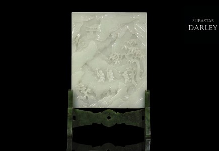 Panel de jade con relieves, dinastía Qing