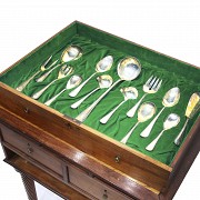 Cabinet-cutlery with complete cutlery of 12 German silver services, law 800, pps.s.XX