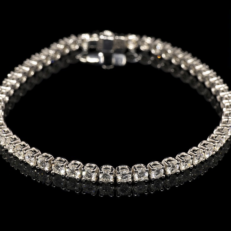 Rivière bracelet in 18k white gold and 6 ct diamonds - 1