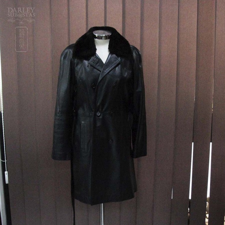Coat three quarter nappa leather and hair collar. - 5