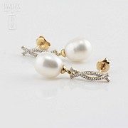 Bonitos pendientes perla y diamantes - 1