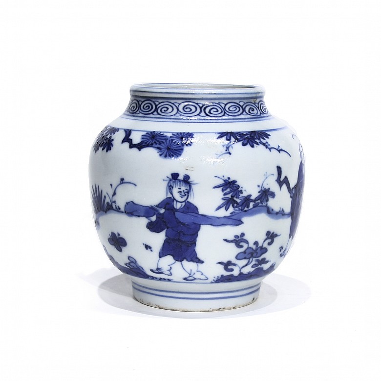 Vase in blue and white, 20th century