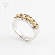 Fantastic 18k gold ring and Fancy diamonds - 4
