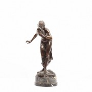 Martón Götze (1865 - 1928) Bronze figure with black marble foot.