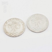 Dos monedas plata 0,720m/m- MEXICO 1968 - 1