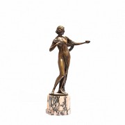 Gustav Schmidt Cassel (1867-1954) Bronze figure with brown marble foot.