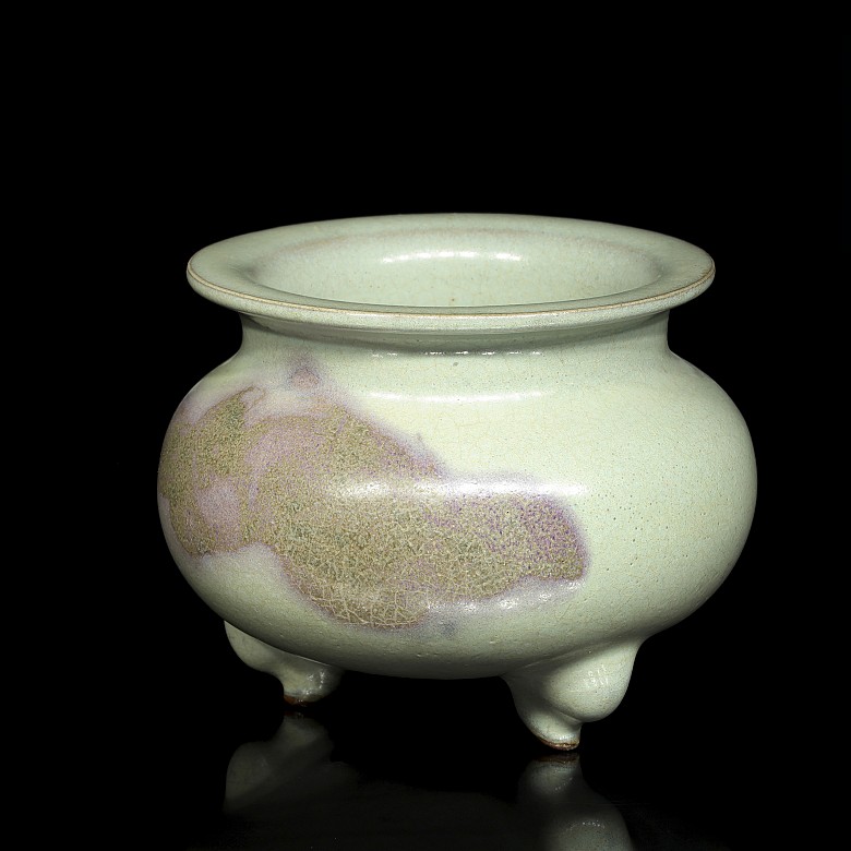 Incensario de cerámica vidriada, estilo Junyao, S.XX