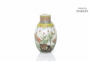 Botella de rapé de vidrio esmaltado, con marca Qianlong