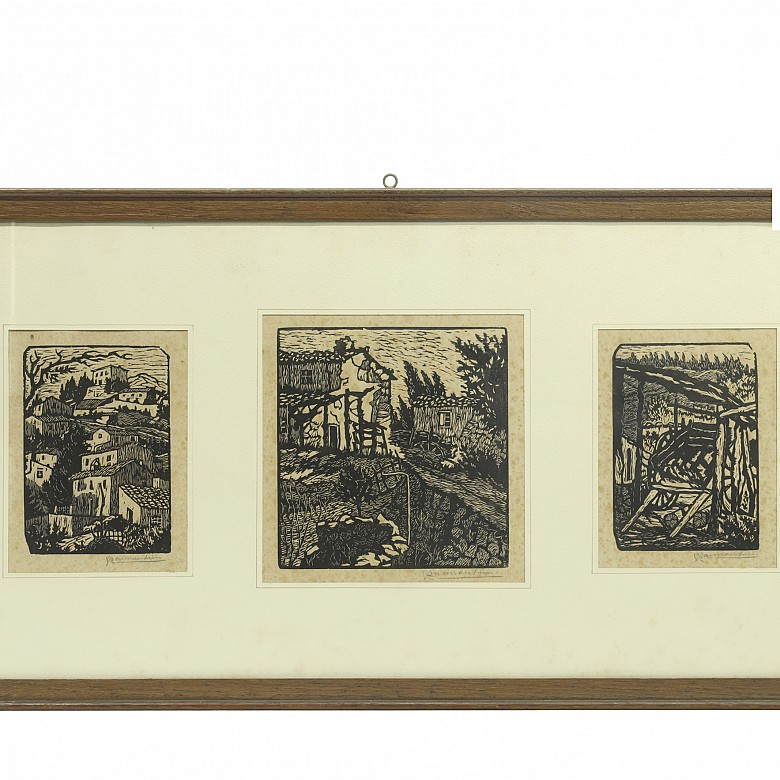 Set of three engravings, 20th century