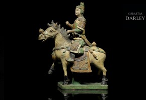 Glazed ceramic figure 'Horseman on horseback', Ming dynasty (1368 - 1644)