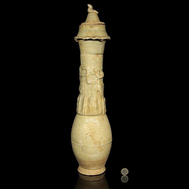 Urna o jarrón funerario cerámica vidriada con tapa, dinastía Song - 8