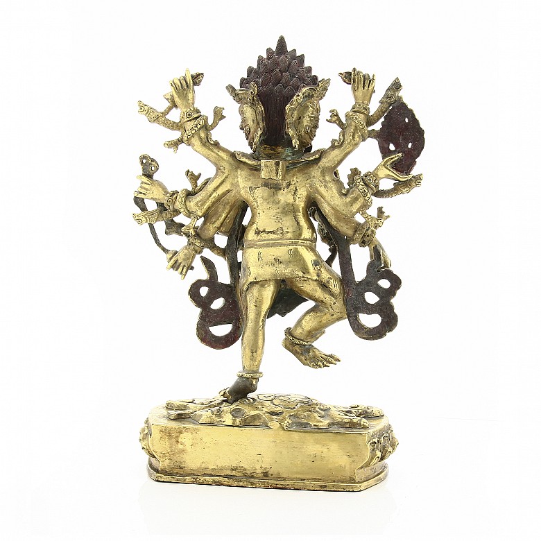 A gilt-bronze figure of Mahakala Sadbhuja, 18th century.