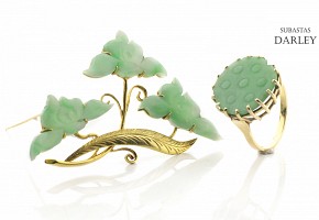 Set in 14k yellow gold with jade