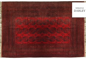 Alfombra afgana en lana con motivos geométricos, S.XX