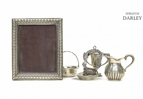 Lot of six Spanish silver objects, 20th century