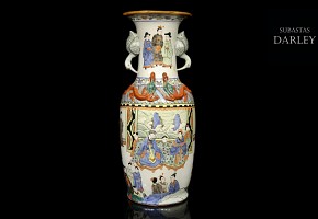 Vase with handles and a palace scene, 20th century