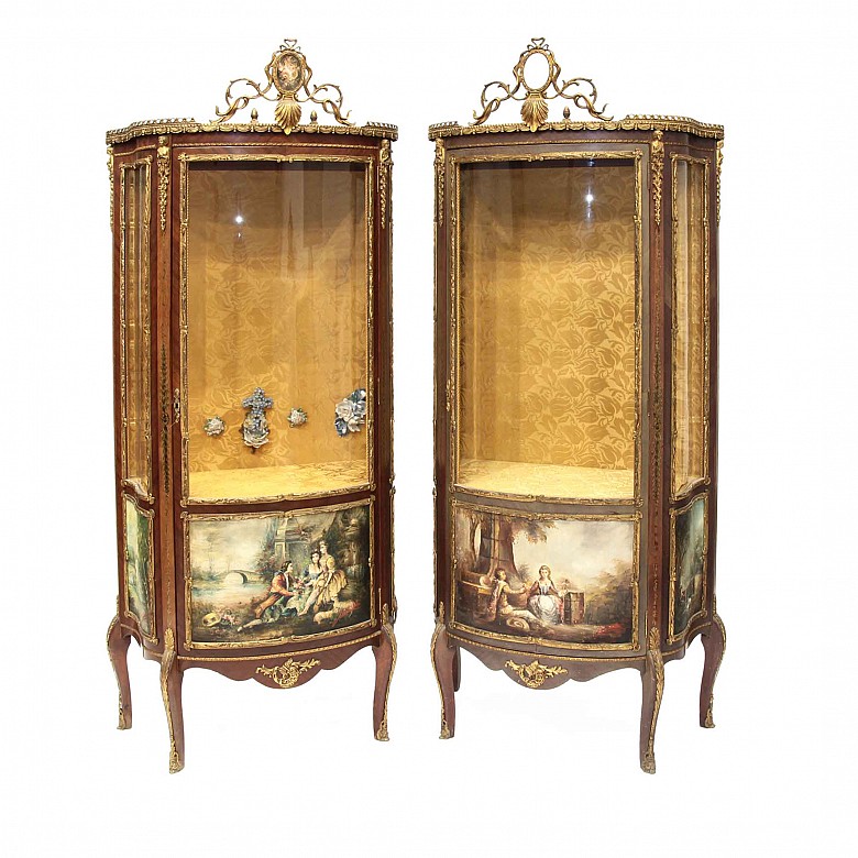 Pair of showcases, transition style Louis XV - Louis XVI, 19th century