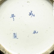 Pareja de tibores chinos, azul y blanco, dinastía Qing