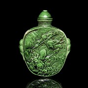 Botella de rapé en porcelana vidriada verde - 1