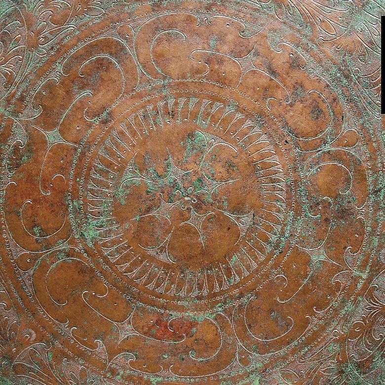 Two offering trays made of copper, Indonesia.