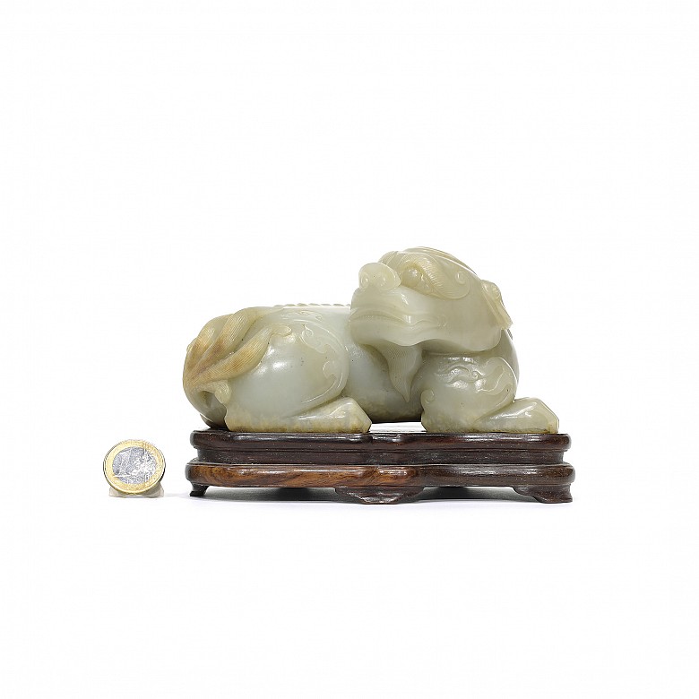 Carved celadon jade Foo dog, Qing dynasty.