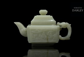 Tetera de jade celadón, dinastía Qing