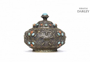 Chinese gilded silver box, 20th century