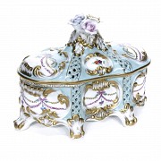 European enameled porcelain jewelry box, 20th century