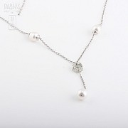 白珍珠和紫晶配925银项链 - 1