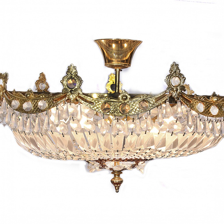 Bronze lamp and soffit with glass, 20th century - 1
