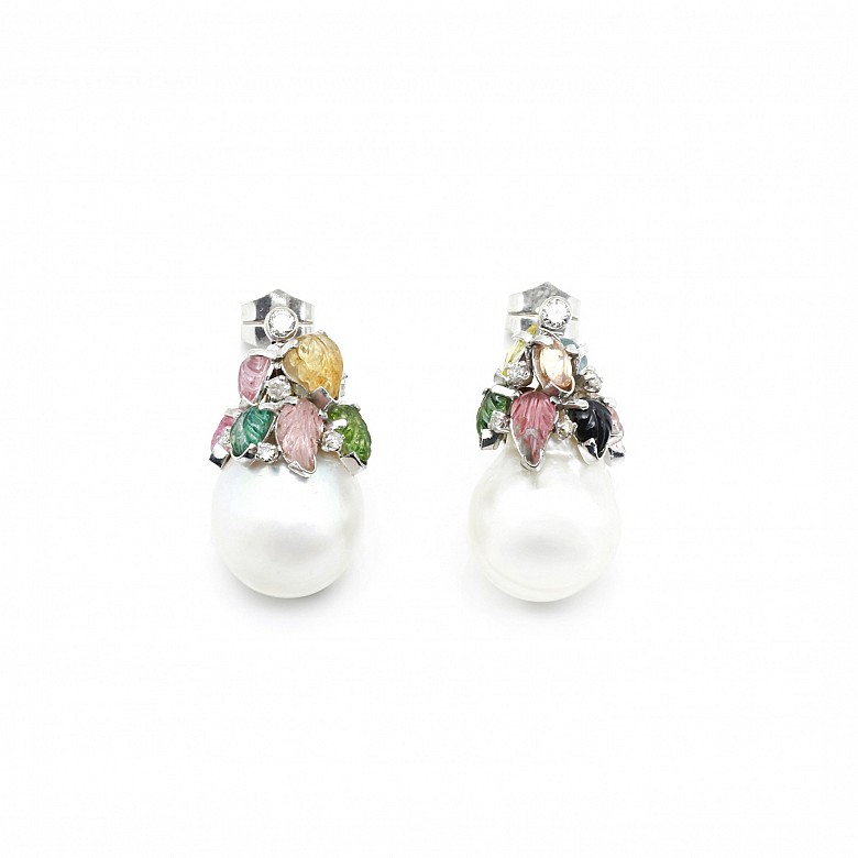 Earrings with Australian pearls of approx. 13-15mm