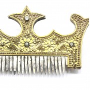 Gold-plated silver comb and four stones, Indonesia - 2