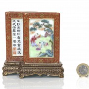 Bote de porcelana esmaltada y dorada, con marca Qianlong