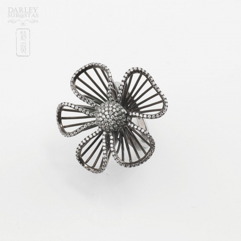 Fantástico anillo en plata ley con rodio negro - 1