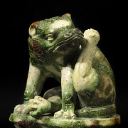 Sancai-glazed pottery guardian, Tang dynasty