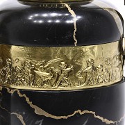 Pareja de copas en mármol con bronce dorado, s.XIX