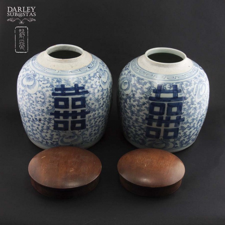 Pareja de vasijas chinas porcelana S. XIX - 3