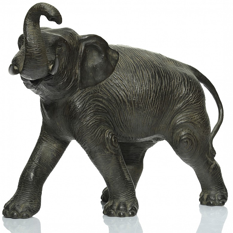 Conjunto de tres elefantes de bronce, S.XIX - XX
